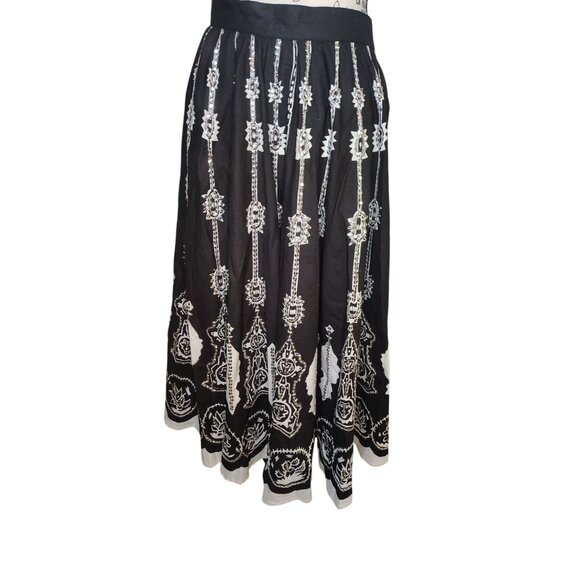 Sandy Starkman XL Skirt, Black White Embroidered, Boho Hippie, Maxi Cotton READ - Picture 1 of 8